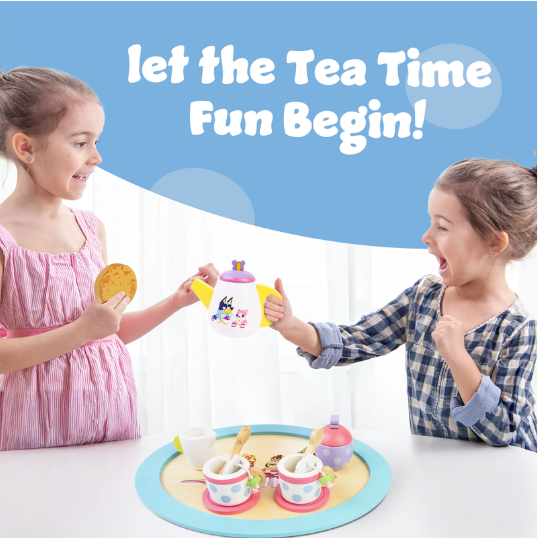 Bluey - Tea Party Set - Wooden 18-Piece Pretend Play Set