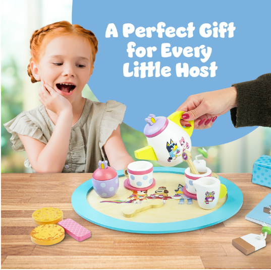 Bluey - Tea Party Set - Wooden 18-Piece Pretend Play Set
