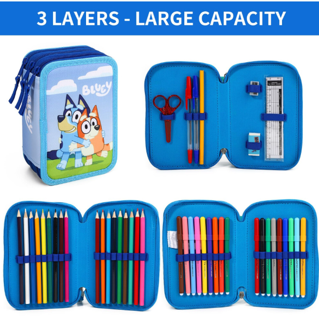 3 Tier Large Pencil Case Multi Compartment