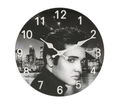 Hometime Glass Wall Clock 30cm Elvis Design