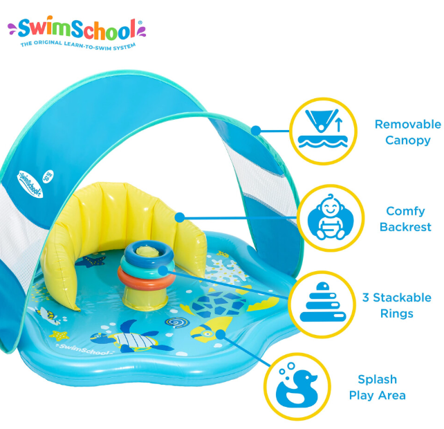 Swim School Baby Splash Play Mat with Adjustable Canopy