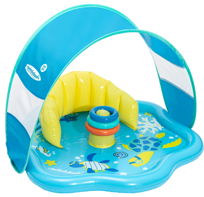 Swim School Baby Splash Play Mat with Adjustable Canopy
