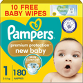 Pampers Premium Protection New Baby Size 1, 180 Nappies