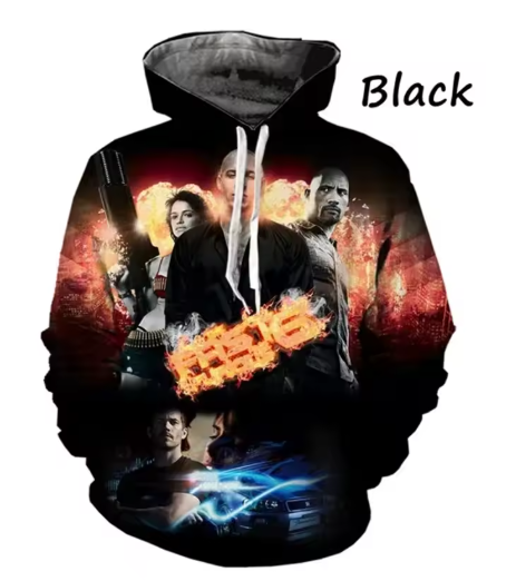 Men's Fast Furious Hoodie Fashion 3d Graphic