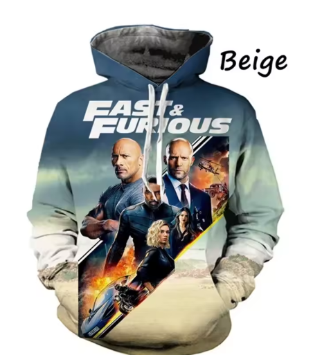 Men's Fast Furious Hoodie Fashion 3d Graphic