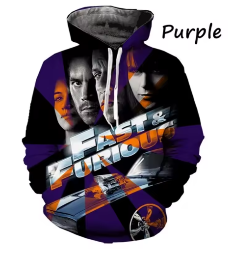 Men's Fast Furious Hoodie Fashion 3d Graphic