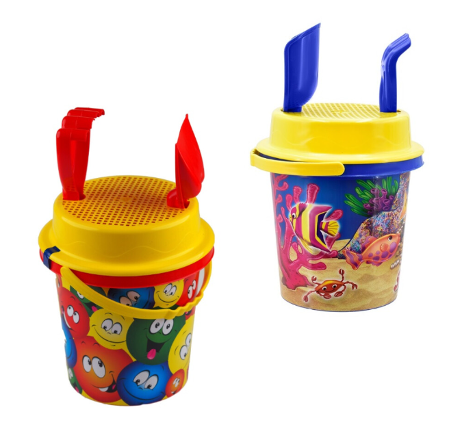 Beach Bucket And Spade With Rake And Sieve