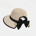 Tie Ponytail Bow Hole Straw Hat