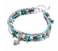 Starfish Turtle Sandal Turquoise Bead Ankle  Bracelet