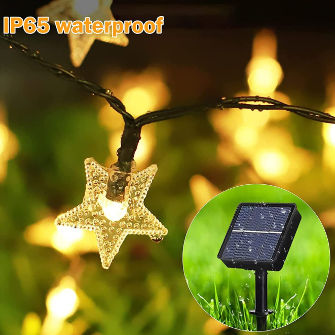 50 LED Solar Star String Lights