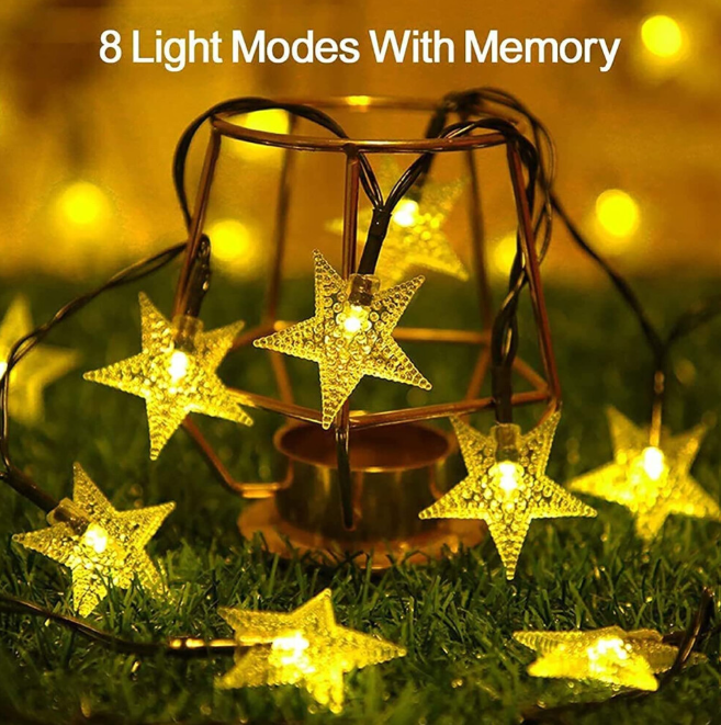 50 LED Solar Star String Lights