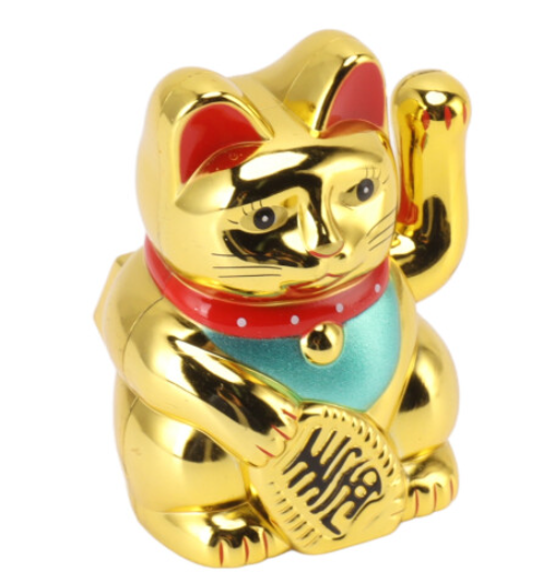 Solar Powered Lucky Cat Gold Model Perfect for Cars & Desk Decor