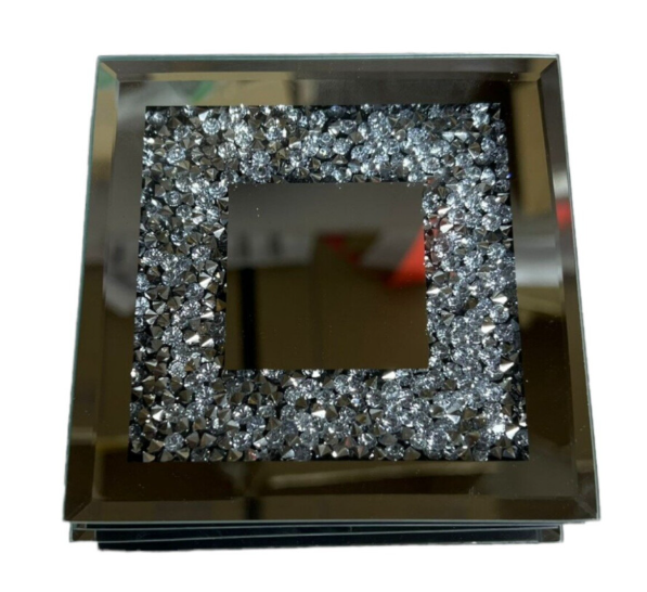 Set of 4 Silver Bling Crushed Diamond Elegant Stunning Mirror Coasters