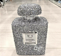 SILVER CRUSHED DIAMOND SPARKLY PERFUME BOTTLE ORNAMENT SHELF BLING