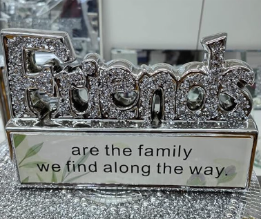 Silver Petals Crushed Diamond Friends Crystal Ornament