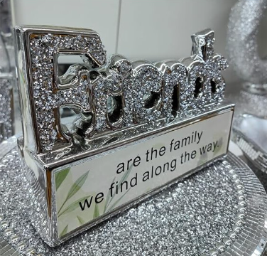 Silver Petals Crushed Diamond Friends Crystal Ornament