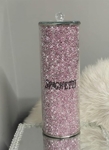 Crushed Diamond Glass Spaghetti Jar 29x10Cm