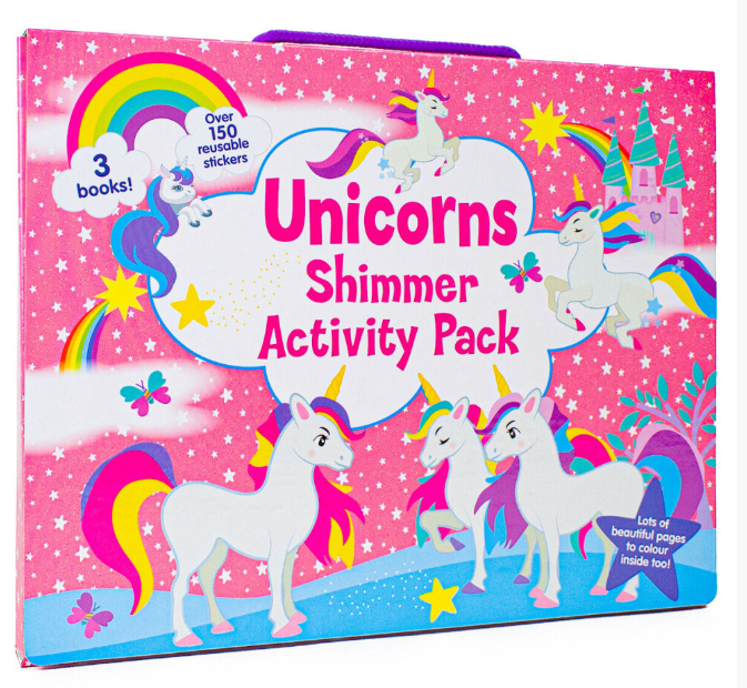 Unicorns Shimmer Activity Pack Kids Colouring Books & Stickers Set