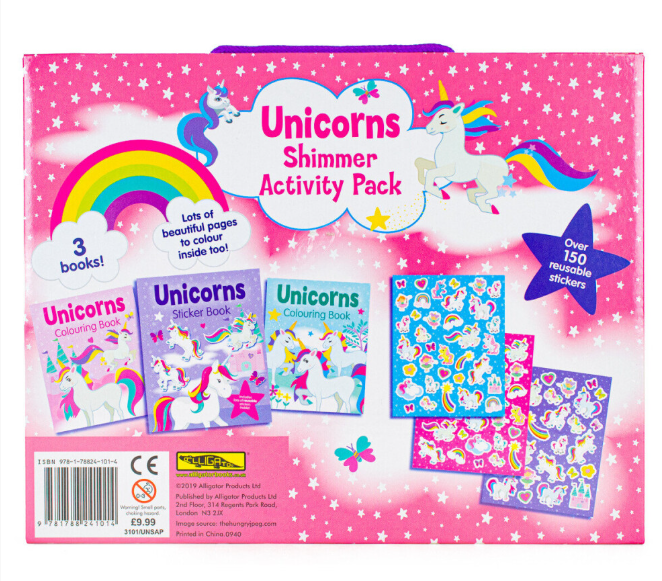 Unicorns Shimmer Activity Pack Kids Colouring Books & Stickers Set