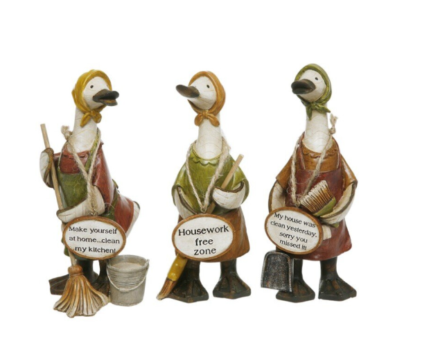 MRS MOP KITCHEN CLEANER MESSAGE DUCKS ORNAMENTS SET OF 3
