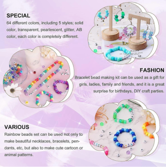 2350pcs, 64 Colours, Pony Beads for Bracelet and Necklace Making