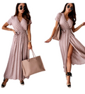 Polka Dot Split Front Maxi Dress