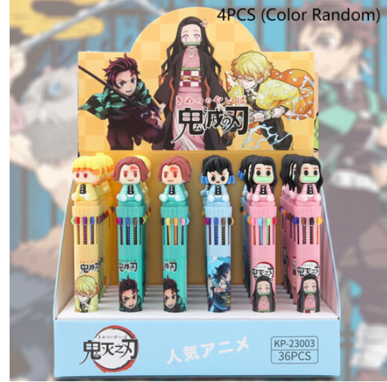 4pcs Demon Slayer Anime Multicolour Ballpoint Pen