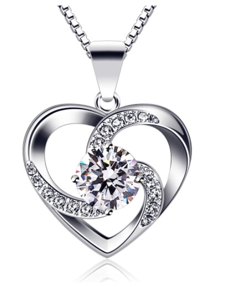 Women Necklace 925 Sterling Silver Crazy Love Pendant Necklaces