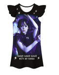Wednesday Addams Print Kids Girls Party Dress