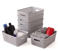Plastic Storage Baskets Set of 6 Stackable