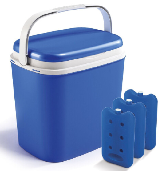 27L Large Compact Insulated Beach Picnic & Camping Leakproof Travel Cooler Cool Box w/ Handle Ice Packs