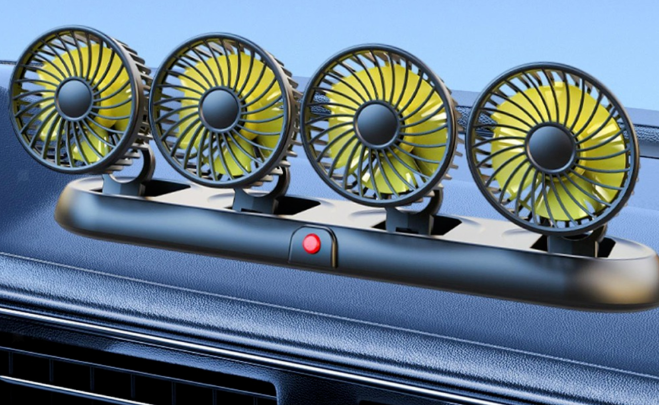 12V Car Fan Four Head Fan Portable Auto Cooling Fan