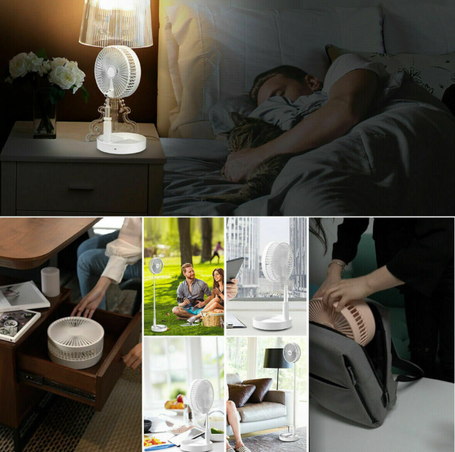 Cordless Folding Fan Cooling Wireless Portable Rechargeable Fan