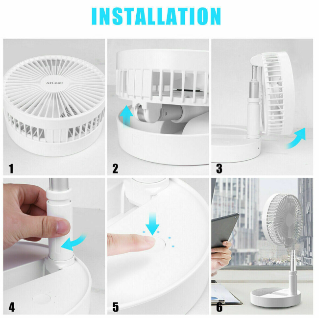 Cordless Folding Fan Cooling Wireless Portable Rechargeable Fan
