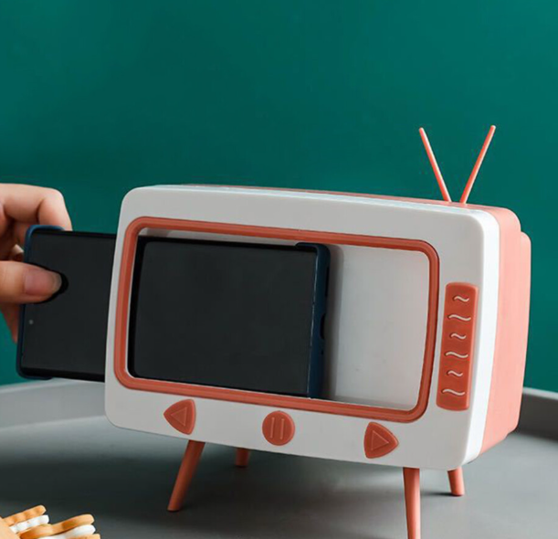 Creative TV Tissue Box, Unique Design Multifunctional Phone Stand