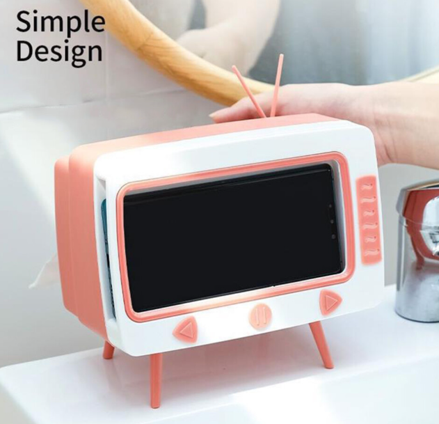 Creative TV Tissue Box, Unique Design Multifunctional Phone Stand