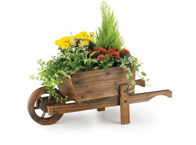 Burntwood Wooden Wheel Barrow Planter