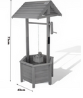 Wooden Grey Wishing Well Bucket Planter Plant Flower Pot Garden Patio