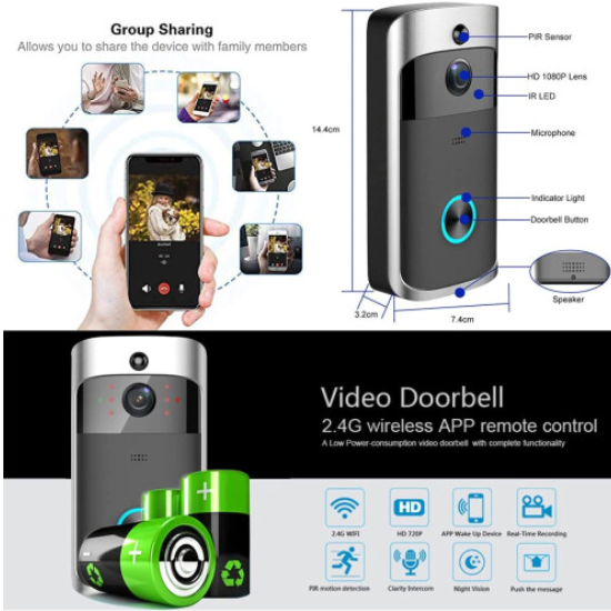 Wireless Video Doorbell Camera, Smart WiFi Real-time Intercom Doorbell