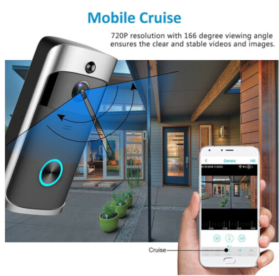 Wireless Video Doorbell Camera, Smart WiFi Real-time Intercom Doorbell