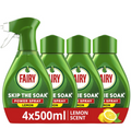 Fairy Skip the Soak Dish Spray Kit Lemon, Trigger + 4x500ml Refill.