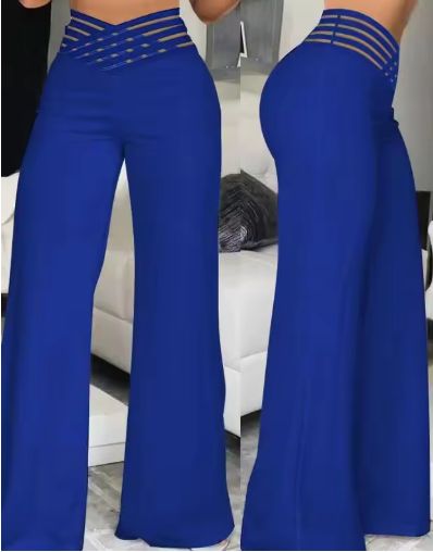 Women High Elastic Waist Wide Leg Loose Trousers