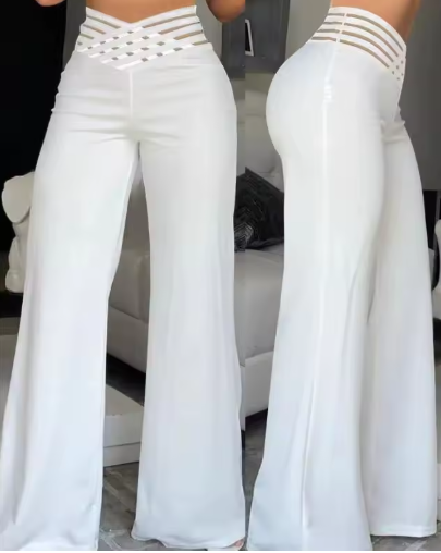 Women High Elastic Waist Wide Leg Loose Trousers