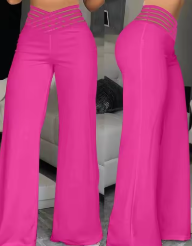 Women High Elastic Waist Wide Leg Loose Trousers