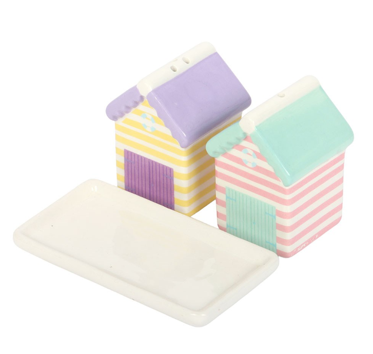 Pastel Beach Hut Salt and Pepper Shakers
