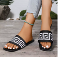 Greek Key Slip-On Sandals