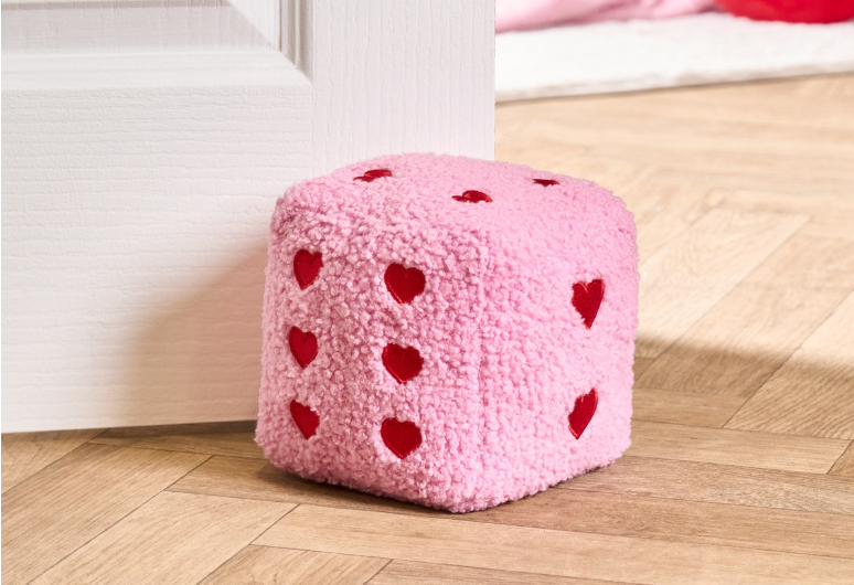 Boucle Heart Print Dice Doorstop