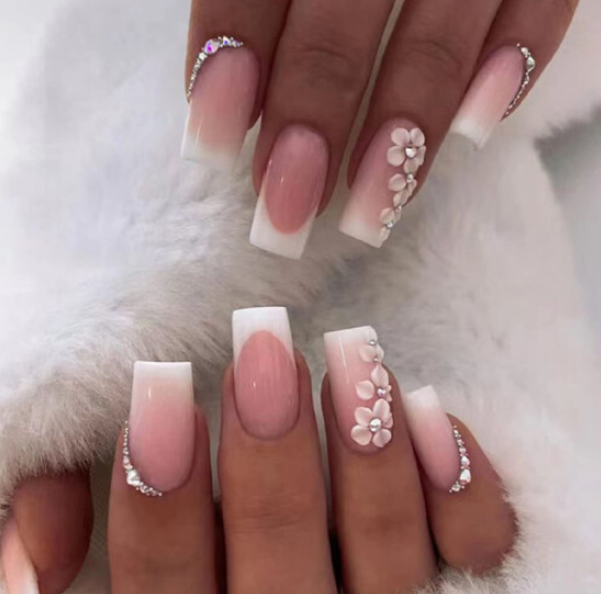 TMUT 24pcs French Tip False Nails