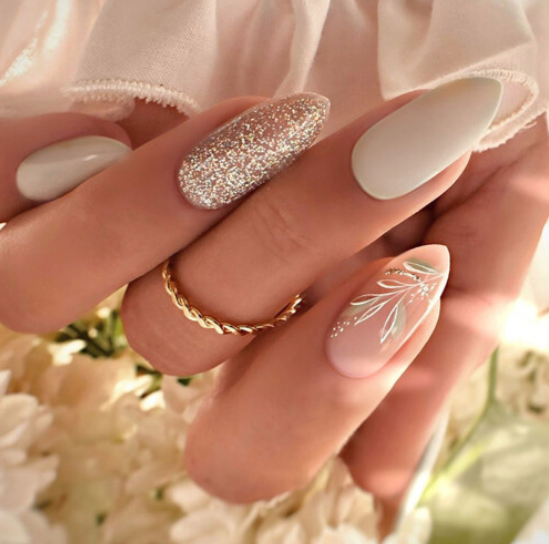 24 Pieces Almond Manicure Style Press On Nail