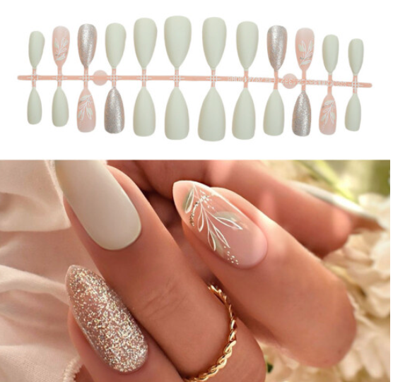 24 Pieces Almond Manicure Style Press On Nail